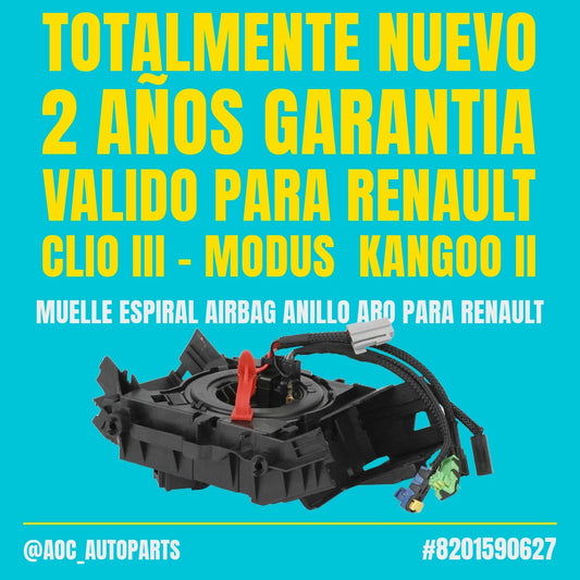 🔧 Muelle espiral / Aro / Anillo airbag Renault – Ref. 8201590627 / Totalmente Nuevo Garantia